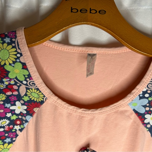 Night angel size XL pink flower design multi color tank top 100% cotton - Picture 4 of 7